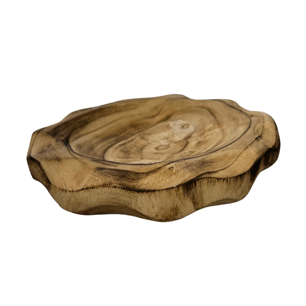 Tablett rund Dark-natural