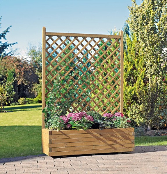 Blumenkasten mit Rankgitter gerade