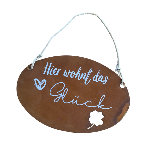 Rost Tafel "Hier wohnt das Glück"